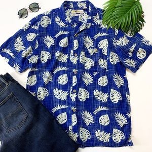 Joe Marlin Comfort Fit Hawaiian Print Cotton Palm Leaves